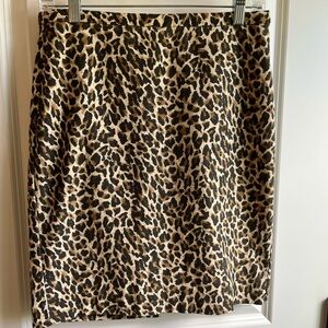 J Crew Leopard Print A-Line Skirt - Tan & Black